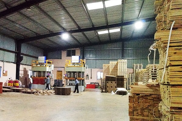 mais recente caso da empresa sobre Empoderamento da produção de paletes indianos: Linha de produção automática de paletes de madeira prensados
